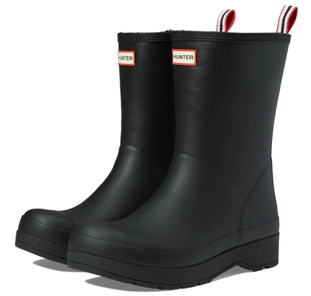 HUNTER M PLAY Short Sherpa MID BOOT Rain Men's Boots Black Size 8 M